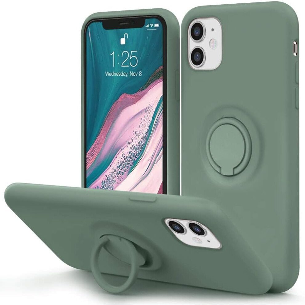 360 Rotatable Ring Holder Case For Iphone 11, Easy Storage Raised Lip Camera Protection Liquid Silicone Case For Iphone 11 - Shockproof And Stylish 9190834255996