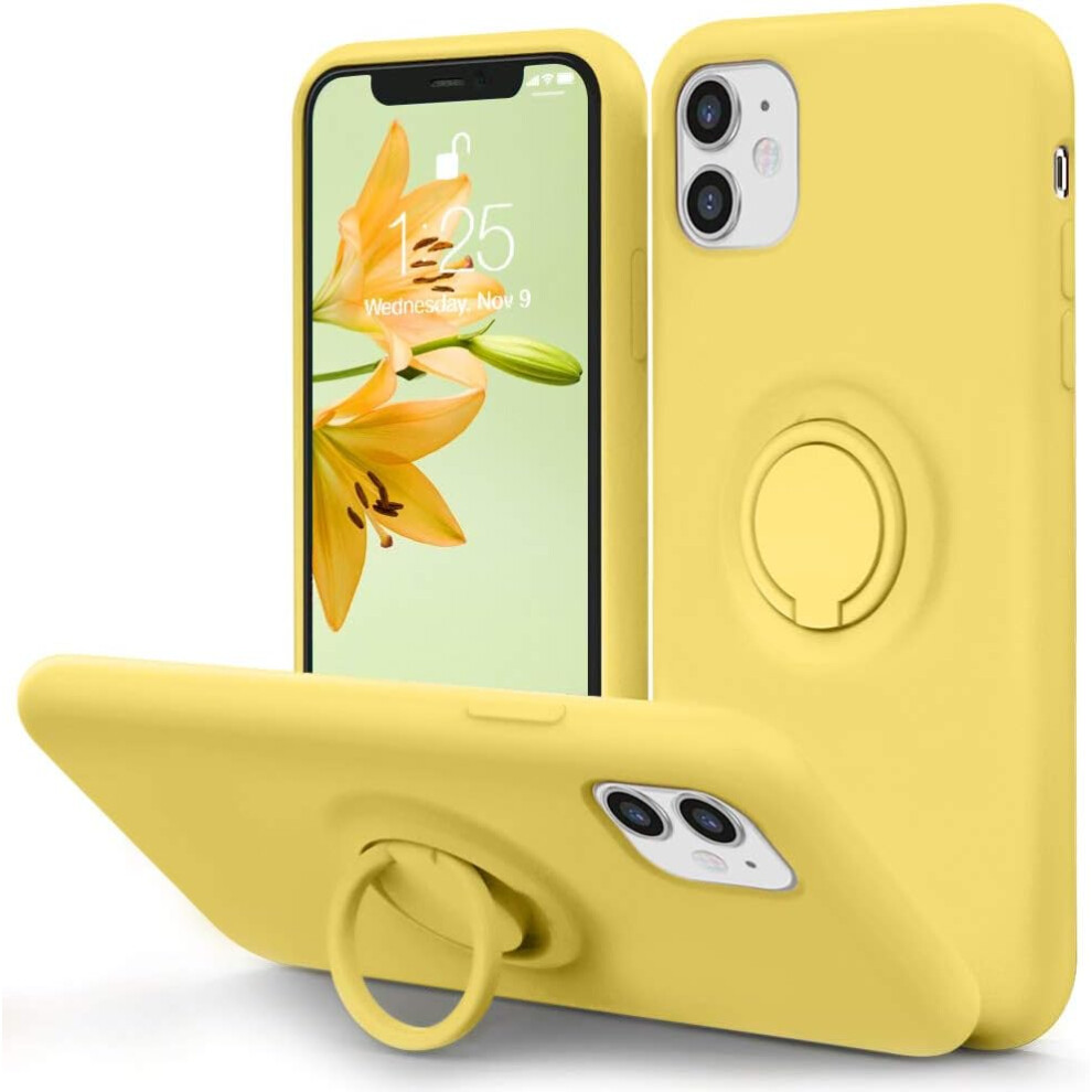 360 Rotatable Ring Holder Case For Iphone 11, Easy Storage Raised Lip Camera Protection Liquid Silicone Case For Iphone 11 - Shockproof And Stylish 9190834256016