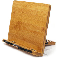 Faltbarer Buchständer aus Bambus, Multifunktionshalter mit 5 verstellbaren Winkeln. Natürliches Material, ergonomisches Design. Geeignet für