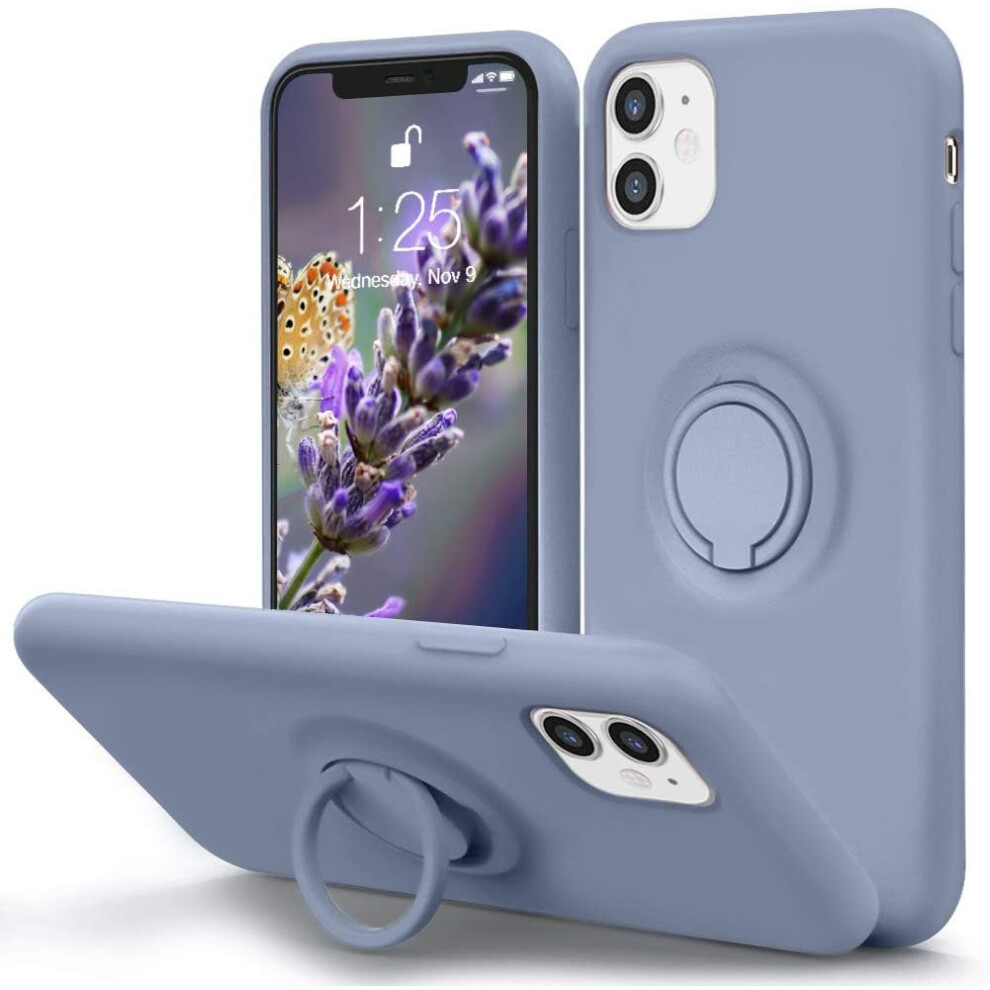 360 Rotatable Ring Holder Case For Iphone 11, Easy Storage Raised Lip Camera Protection Liquid Silicone Case For Iphone 11 - Shockproof And Stylish 9190834255965