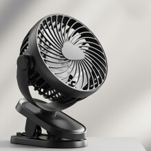 Mini ventilateur USB, ventilateur portable rechargeable avec pince robuste, rotation à 360, ventilateur à piles pour bureau, maison, dortoir,