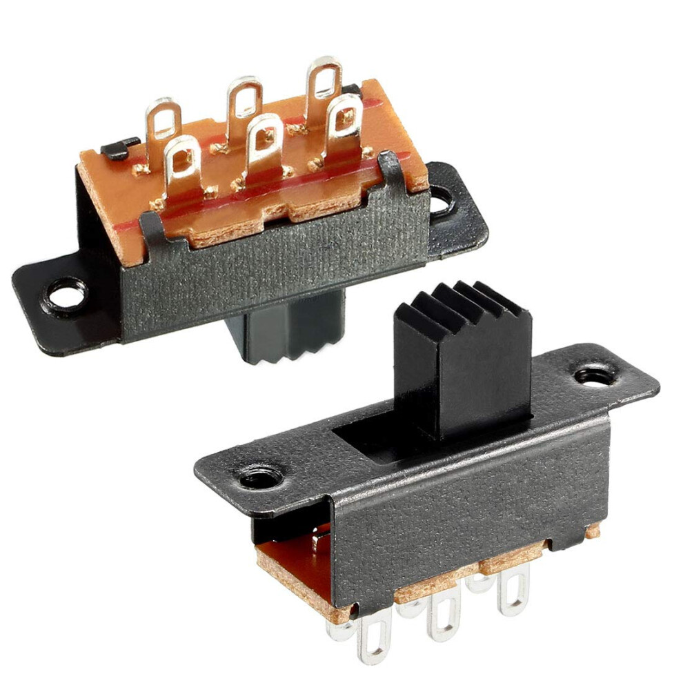 Dpdt 2P2t Vertical Slide Switch 5 Mm 6 Terminals Pcb Panel Snap In Pack Of 10 Dpdt 6P 5.5Mm 9365049710541