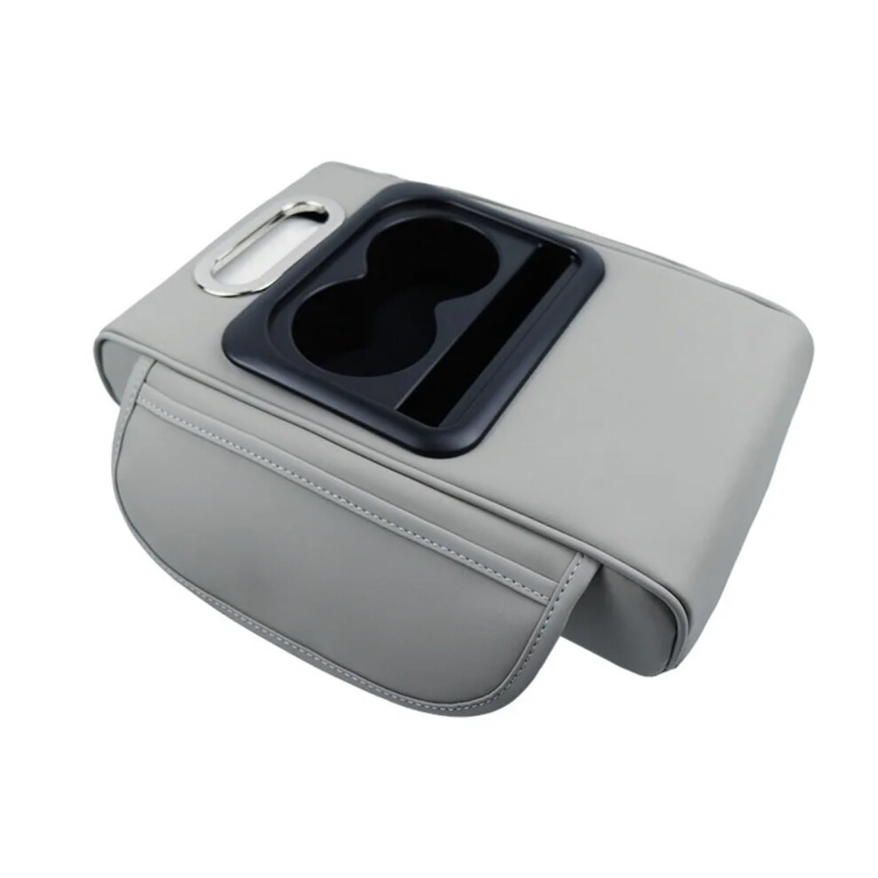 Armrest Storage Box For Car Cup Holder Elbow Support Heightening Pad Side Pockets Waterproof Grey 9189345914171