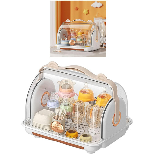 Bottle Drying Rack Storage, Plastic Nursing Bottle Storage, Drainage Bottle Box Dustproof Lid 1