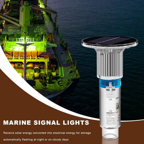 LED Navigation Light Solar Powered Compact Waterproof Strobe for Road Construction and Fishing White Light 1