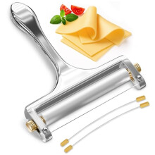 Professional Handheld Cheese Slicer with Adjustable Thickness & Extra Wires, Sharp Stainless Steel Cutter for Kitchen Use, Dishwasher Safe with Comfor