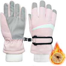 (Pink, M) Kids Winter Snow Ski Gloves - Waterproof Thermal Fleece Snowboard Gloves for Boys & Girls Cold Weather