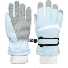 (Blue, M) Kids Winter Snow Ski Gloves - Waterproof Thermal Fleece Snowboard Gloves for Boys & Girls Cold Weather