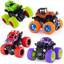 4 Pack Truck Toys - Friction Powered Push and Go Stunt Toy Cars, Inertia Car Toy Set For Boys and Girls, Ideal Birthday Party Supplies & Gifts