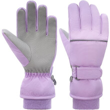 (Purple, L) Kids Winter Ski Gloves – Waterproof Fleece Thermal Snowboard Snow Mittens for Boys Girls Cold Weather