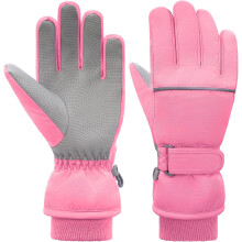 (Pink, XL) Kids Winter Ski Gloves – Waterproof Fleece Thermal Snowboard Snow Mittens for Boys Girls Cold Weather