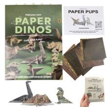 (Dinosaur) Foldable Cat Origami Paper Set, 50-Sheet Craft Kit for Adults and Kids, Fun DIY Activity & Desk Decor, Cat Print Design