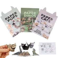(3-Piece) Foldable Cat Origami Paper Set, 50-Sheet Craft Kit for Adults and Kids, Fun DIY Activity & Desk Decor, Cat Print Design