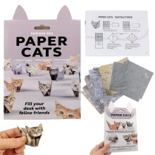 (cat) Foldable Cat Origami Paper Set, 50-Sheet Craft Kit for Adults and Kids, Fun DIY Activity & Desk Decor, Cat Print Design