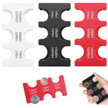 (Black and Red and White) Hard Case Japanese Yen Sorter with 6 Slots, Durable Currency Organizer for Collectors and Daily Use, Set of 3.