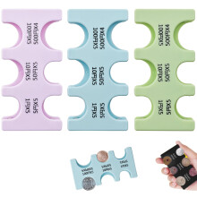 (Light Blue and Light Green and Purple) Hard Case Japanese Yen Sorter with 6 Slots, Durable Currency Organizer for Collectors and Daily Use, Set of 3.