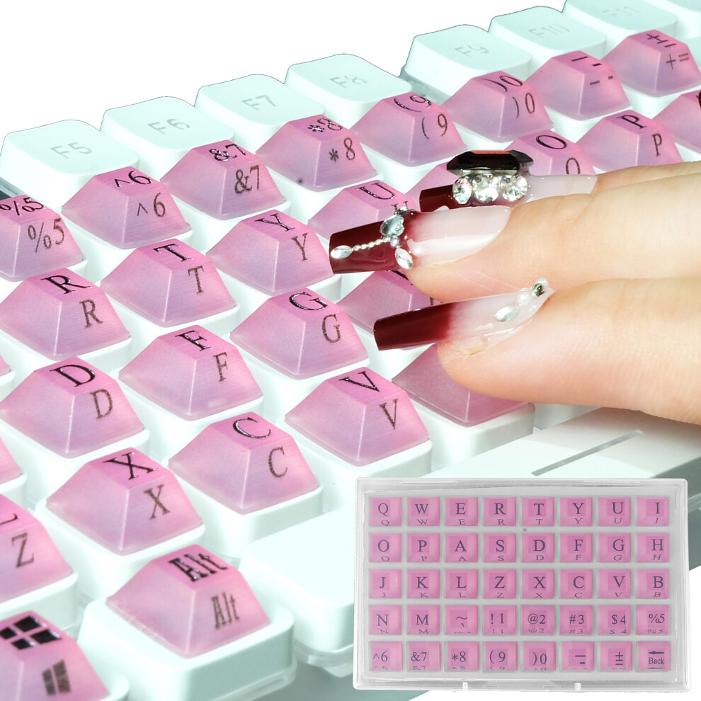 (Pink) 80-Piece Typing Aid For Long Nails, Self-Adhesive Keyboard & Laptop Protectors With Full Legend Print, Pink 7449604220606