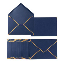 (Navy Blue) 50 Pack A7 Self-Seal Envelopes with Gold Border, 5x7 V-Flap Design for Invitations and Greeting Cards, Light Purple