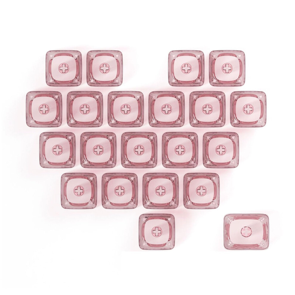 (Transparent ) 21-Piece Crystal Clear Keycap Set, Backlit Transparent Diy Replacement For Mx Mechanical Keyboards. Pink/Blue 7449604220637