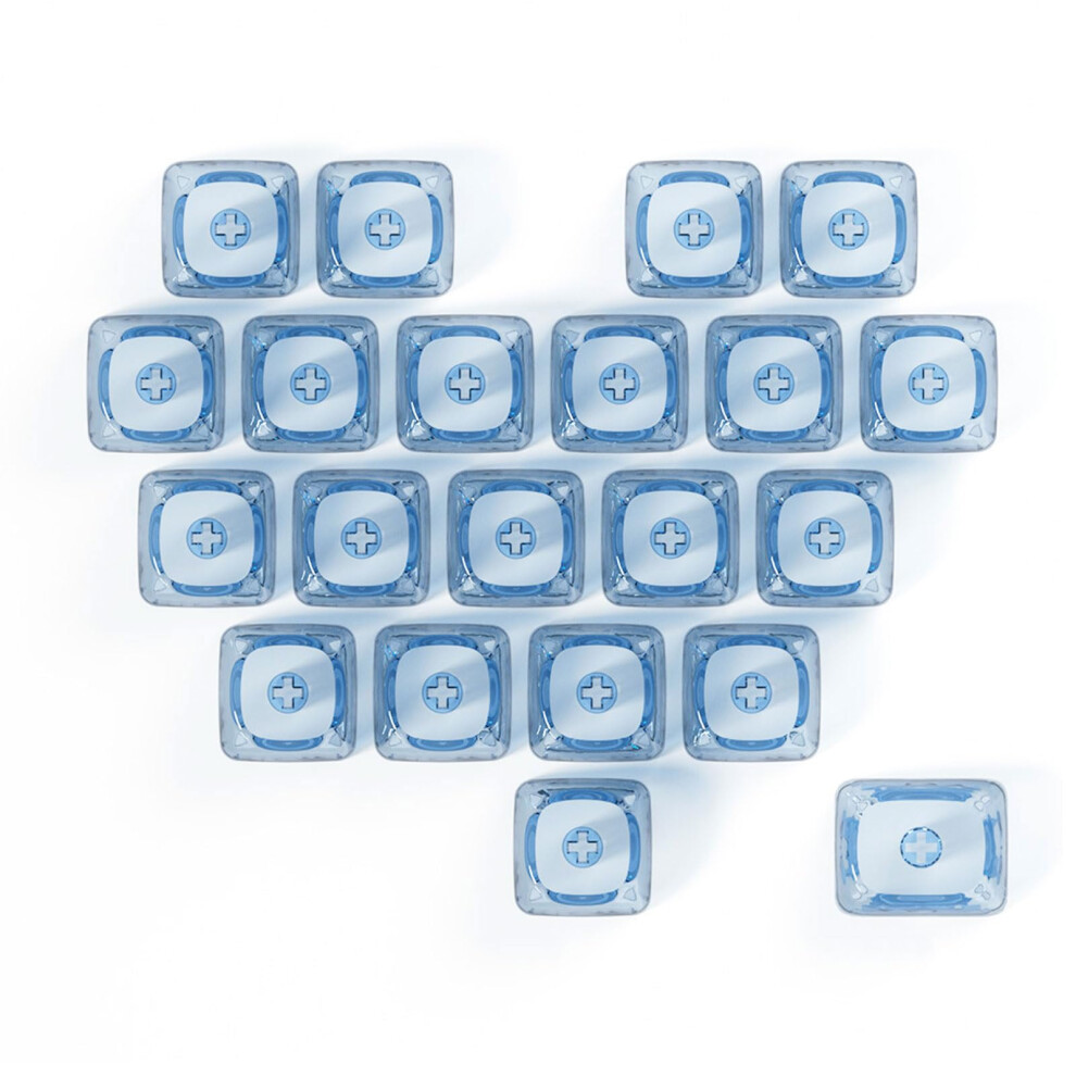 (Transparent ) 21-Piece Crystal Clear Keycap Set, Backlit Transparent Diy Replacement For Mx Mechanical Keyboards. Blue 7449604220668