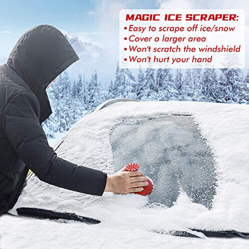 (4-pack) Dual-Pack Cone Shape Ice Scraper with Funnel Feature, Efficient Windshield Winter Care Tool, Vibrant Red Color 1