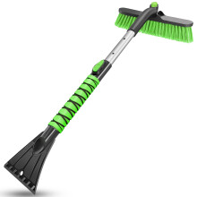 (Green) Extended 12.6-Inch Car Snow Brush and Ice Scraper, Versatile Windshield Cleaning Tool for SUV Truck Auto, Navy Blue Design