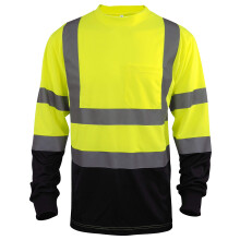(S) Class 3 High Visibility T-Shirt with Reflective Stripes and Contrast Bottom, for Construction and Road Work