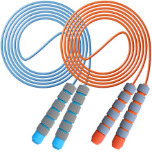 (Blue-Orange) Adjustable Soft Jump Rope for Kids with Foam Handles, Fun Exercise Tool for Outdoor Play and Children's Fitness Activity.