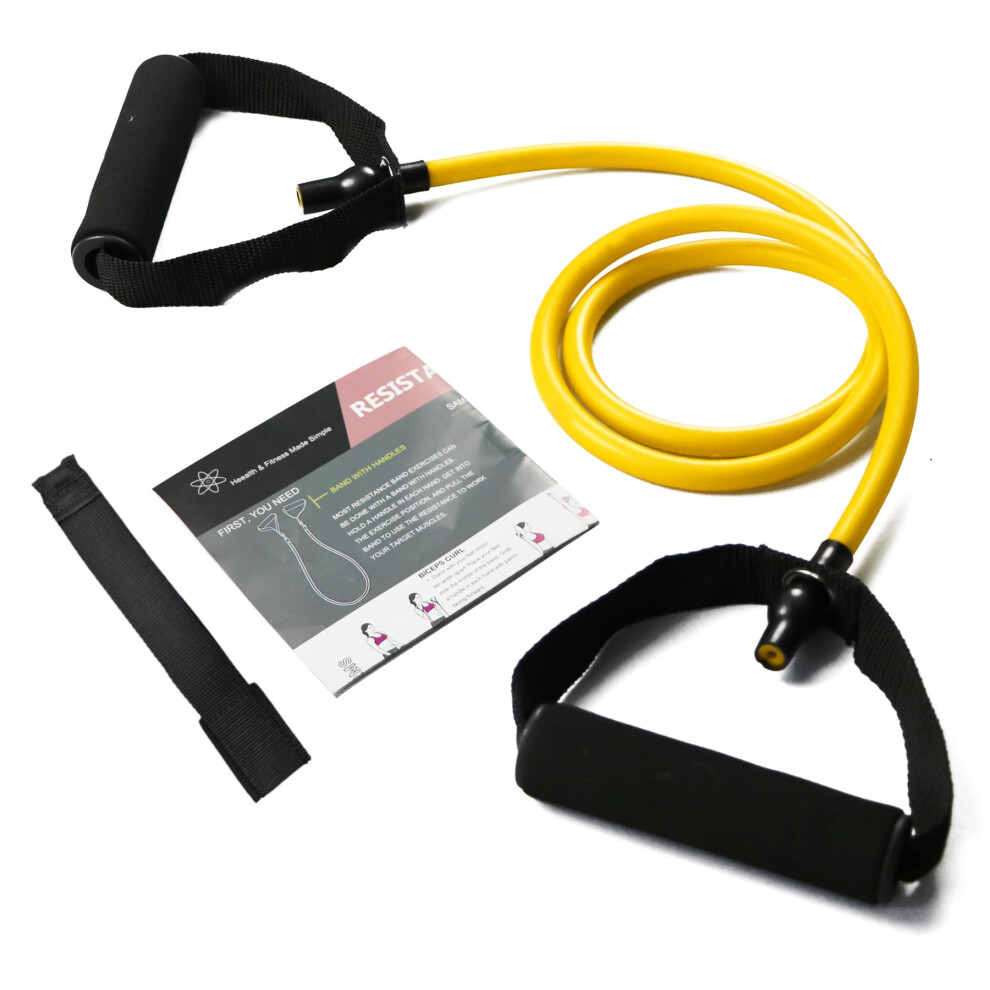 (Yellow-10Lbs) Exercise Bands With Handles For Home Gym, Strength Training & Physical Therapy Equipment For Pilates And Fitness, Set Of 1. 7449604224659
