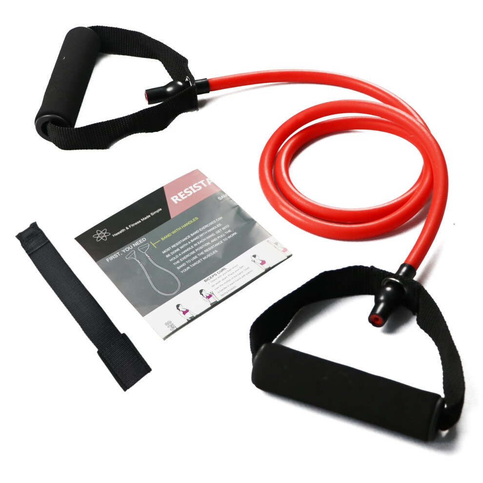 (Red-20Lbs) Exercise Bands With Handles For Home Gym, Strength Training & Physical Therapy Equipment For Pilates And Fitness, Set Of 1. 7449604224666