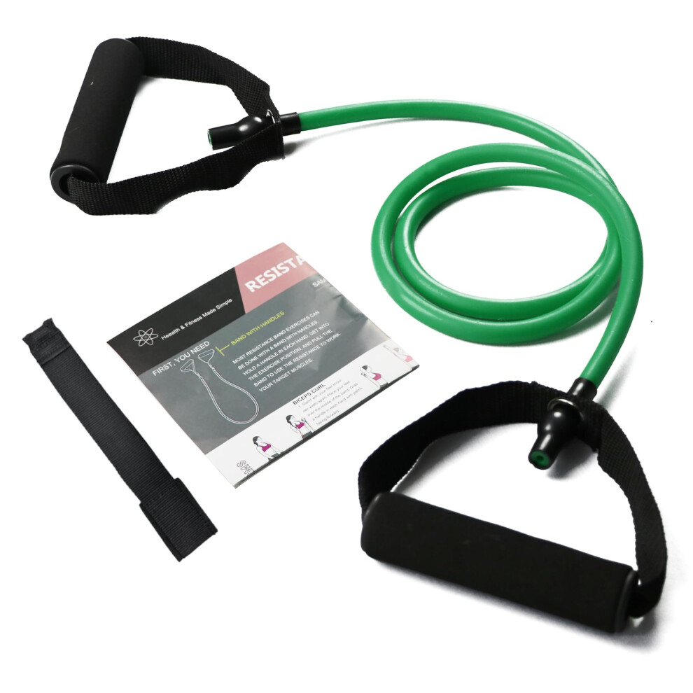 (Green-30Lbs) Exercise Bands With Handles For Home Gym, Strength Training & Physical Therapy Equipment For Pilates And Fitness, Set Of 1. 7449604224673