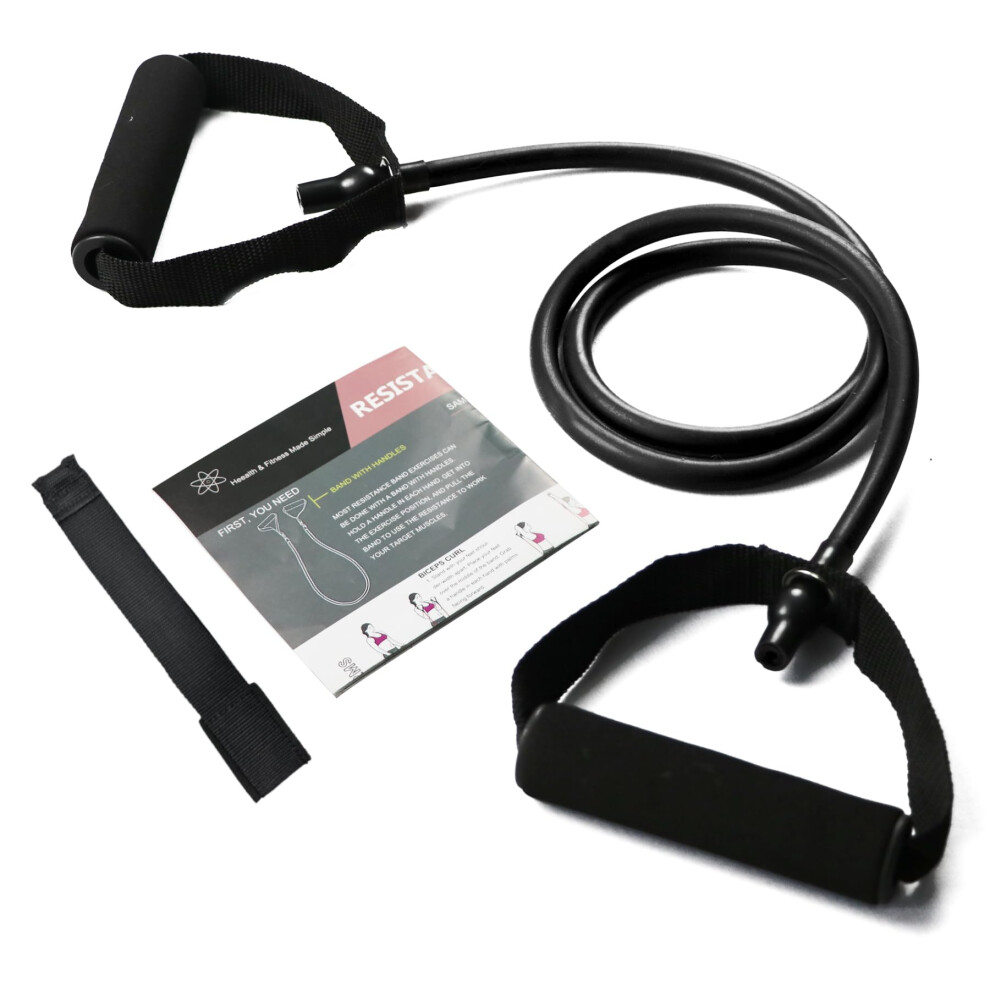 (Black-50Lbs) Exercise Bands With Handles For Home Gym, Strength Training & Physical Therapy Equipment For Pilates And Fitness, Set Of 1. 7449604224697