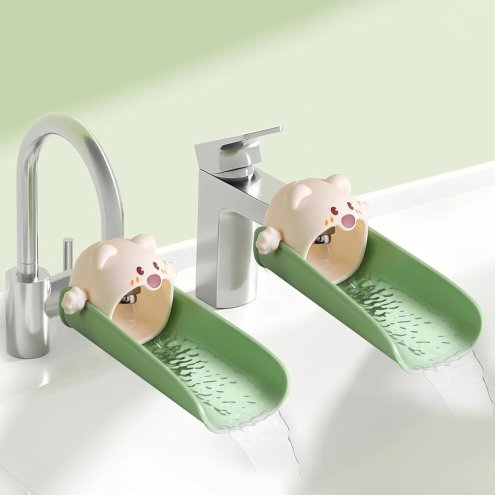(green) 2 Pack Kids Faucet Extender, Universal for Standard & Gooseneck Faucets, Bathroom/Kitchen Sink Extender for Toddlers to Wash Hands Easily