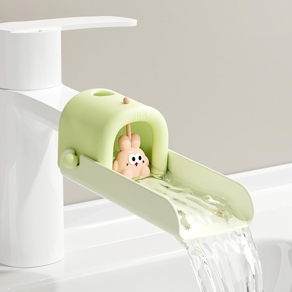 (Green) Kids Faucet Extender, Temperature Sensitive Silicone Sink Extender For Toddlers, Easy Reach Faucet Adapter For Bathroom/Kitchen, Green 7449604225564