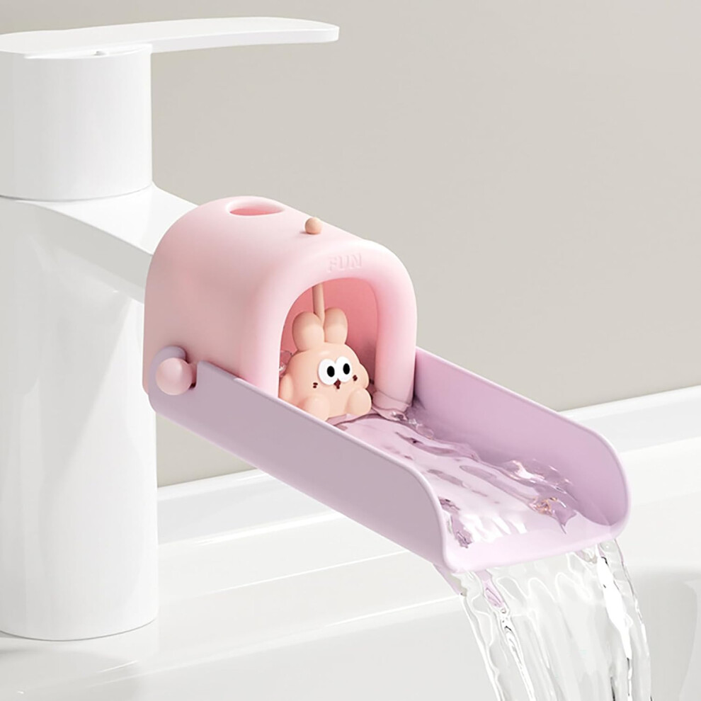 (Pink) Kids Faucet Extender, Temperature Sensitive Silicone Sink Extender For Toddlers, Easy Reach Faucet Adapter For Bathroom/Kitchen, Green 7449604225571
