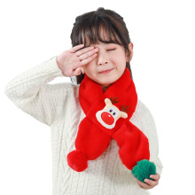 (red) Kids Scarf for 1-7 Years Old, Cute Deer Plush Warm Scarf, Soft Neck Warmer for Toddlers & Children, Winter Outdoor Accessories