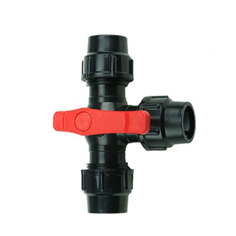 Pe Threeway Quick Connect Valve, Ttype Plastic Ball Valve, 40Mm Od, Black 9412369947581