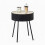 Black Ribbed Storage Table White Lift Top End Table Hidden Compartment 48.5x39cm 4