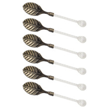 6-teiliges Retro-Blatt-Design für Eis und Kaffee,-grüne Bronze