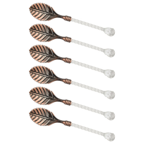6-teiliges Retro-Blatt-Design für Eis und Kaffee,-Rotbronze