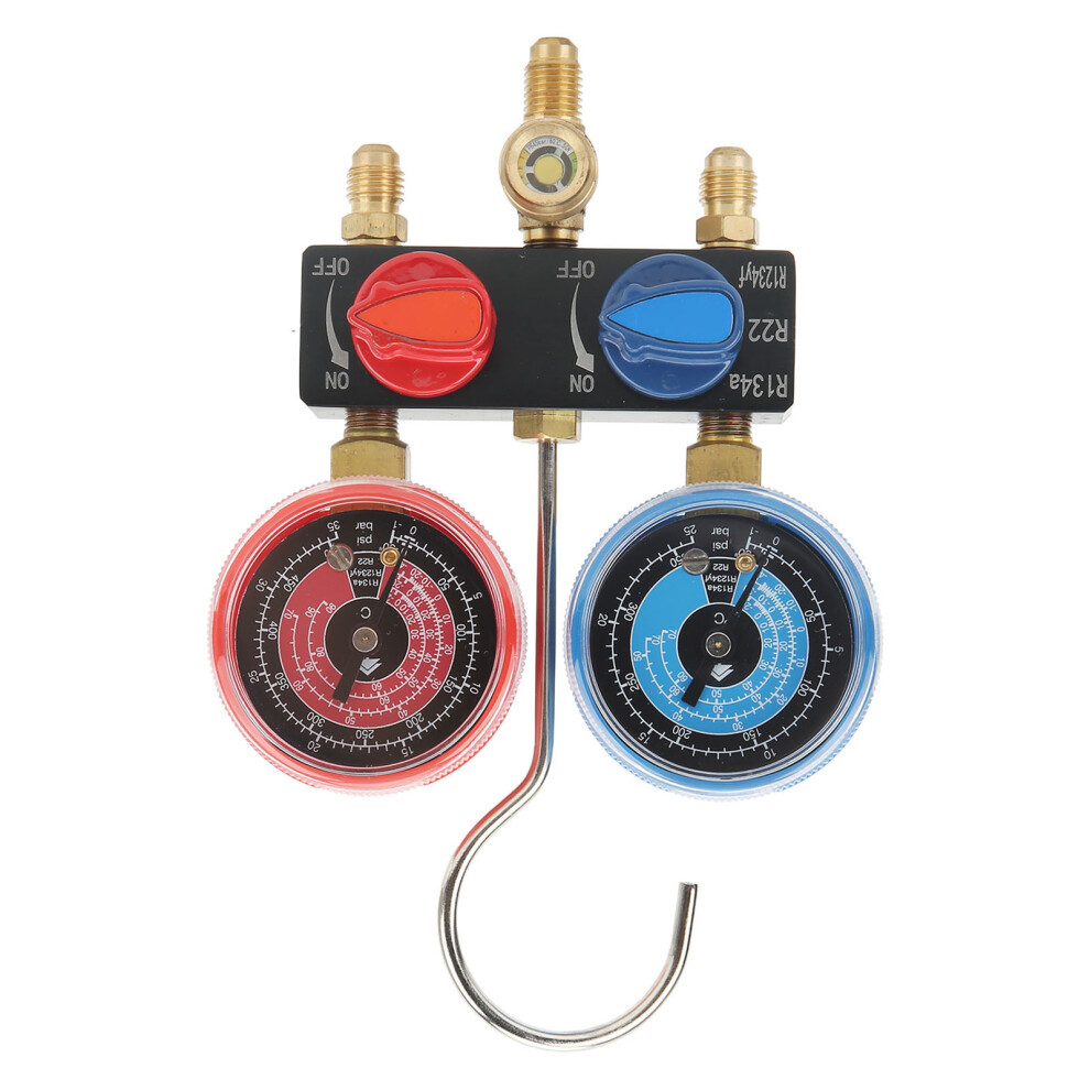 G1/4 Diagnostic Gauge For R22 R134a R1234yf - Metal Knob Ball Valve 8491373625990