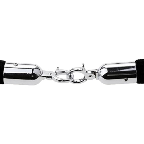 Twisted Queue Rope For Crowd Control, Black 7 Ft (215 Cm), Stanchion Rope With Silver Hook For Carpet Events 1