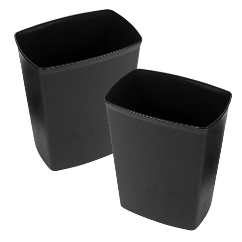2Pcs Black ABS Waste Basket Trash Can for Office Bathroom 2