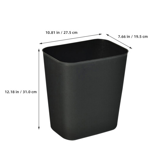 2Pcs Black ABS Waste Basket Trash Can for Office Bathroom 1