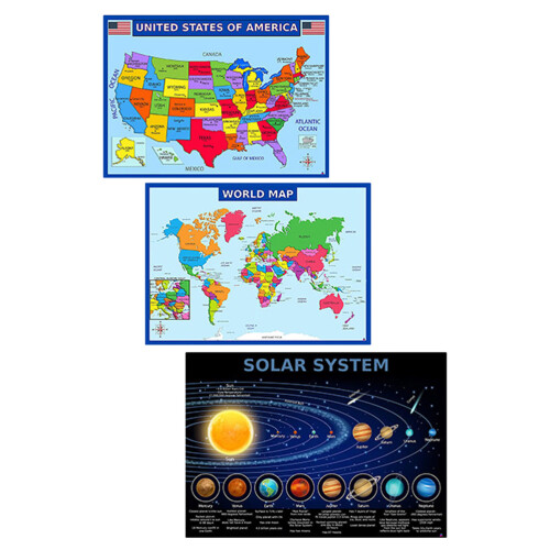 1Conjunto Mapa Do Solar Uv Colorido Para Quarto E Sala De Aula