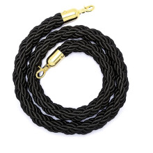 Barrier Rope 15 m Barrier Cord Golden (Diameter 32 mm) Carabiner Hook Hemp Rope Control System Barrier Tape Crowd Control Rope/Black/1.8 m 1.8m Black