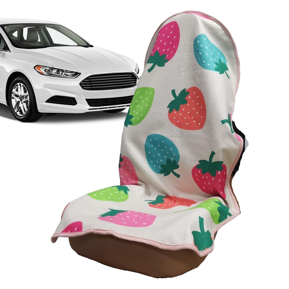 Car Seat Towels For Sweat, Sweatproof Seat Covers, Waterproof Bucket Seat Protector, Strawberry 9189345922008