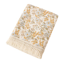 Breathable Baby Wrap Cloth 2Layer Cotton Receiving Blanket, Printed Bath Towel With Fringe For Infants