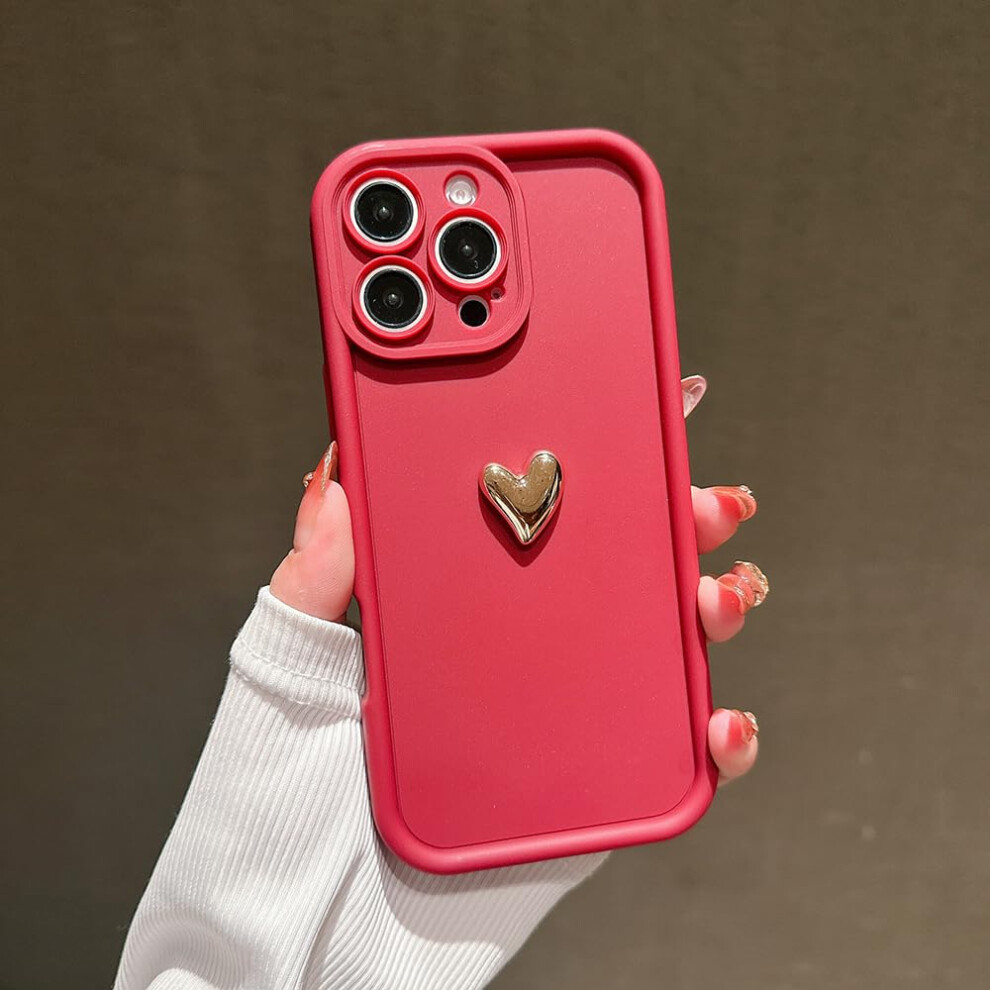 Oppo Reno 14F 5G Case, Electroplated 3D Heart Design, Matte Tpu Fullbody Soft Cover, Gold 9412369959485