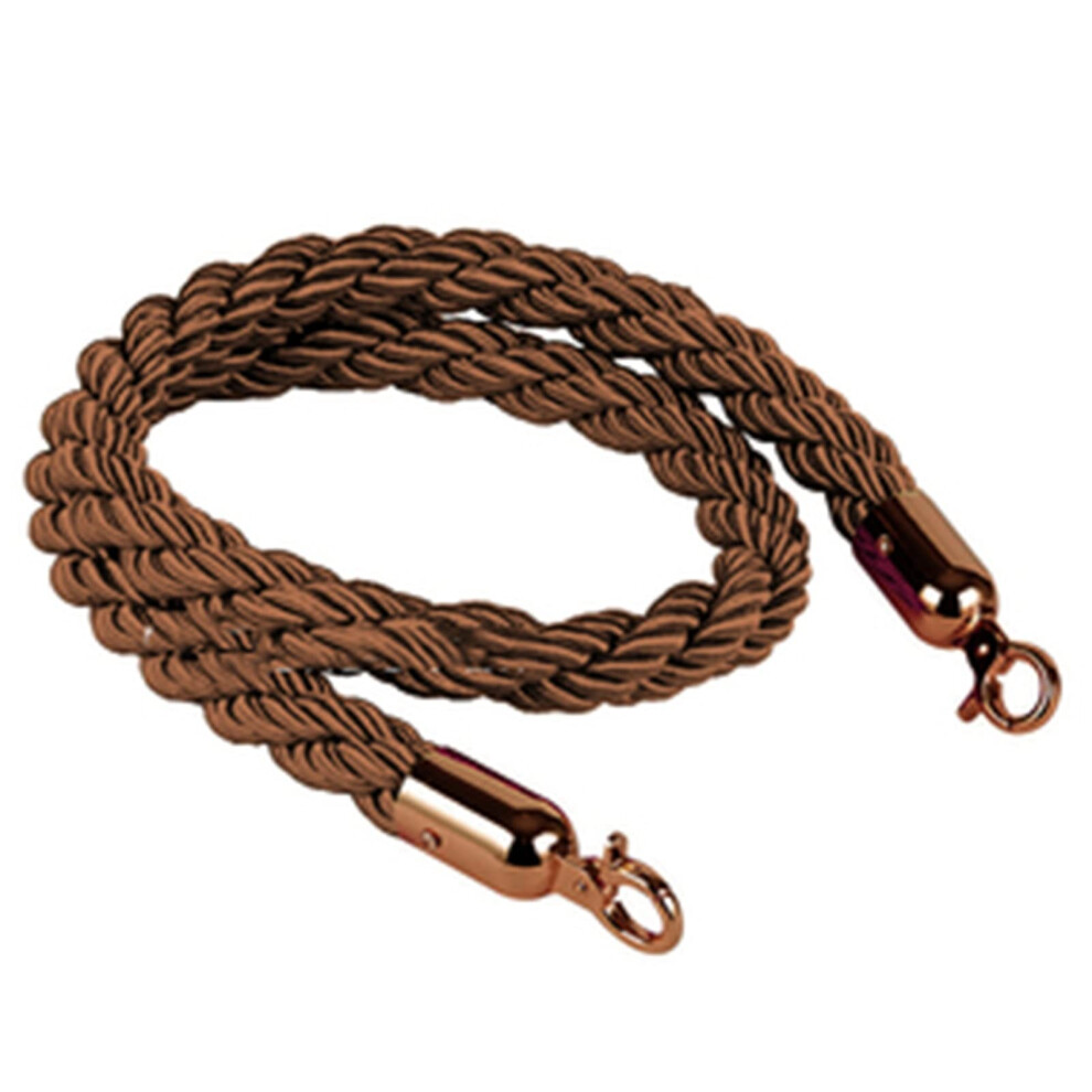 Crowd Control Stanchion Rope With Stainless Steel Hooks, Brown Braided Hemp Queue Barrier 9347817152722